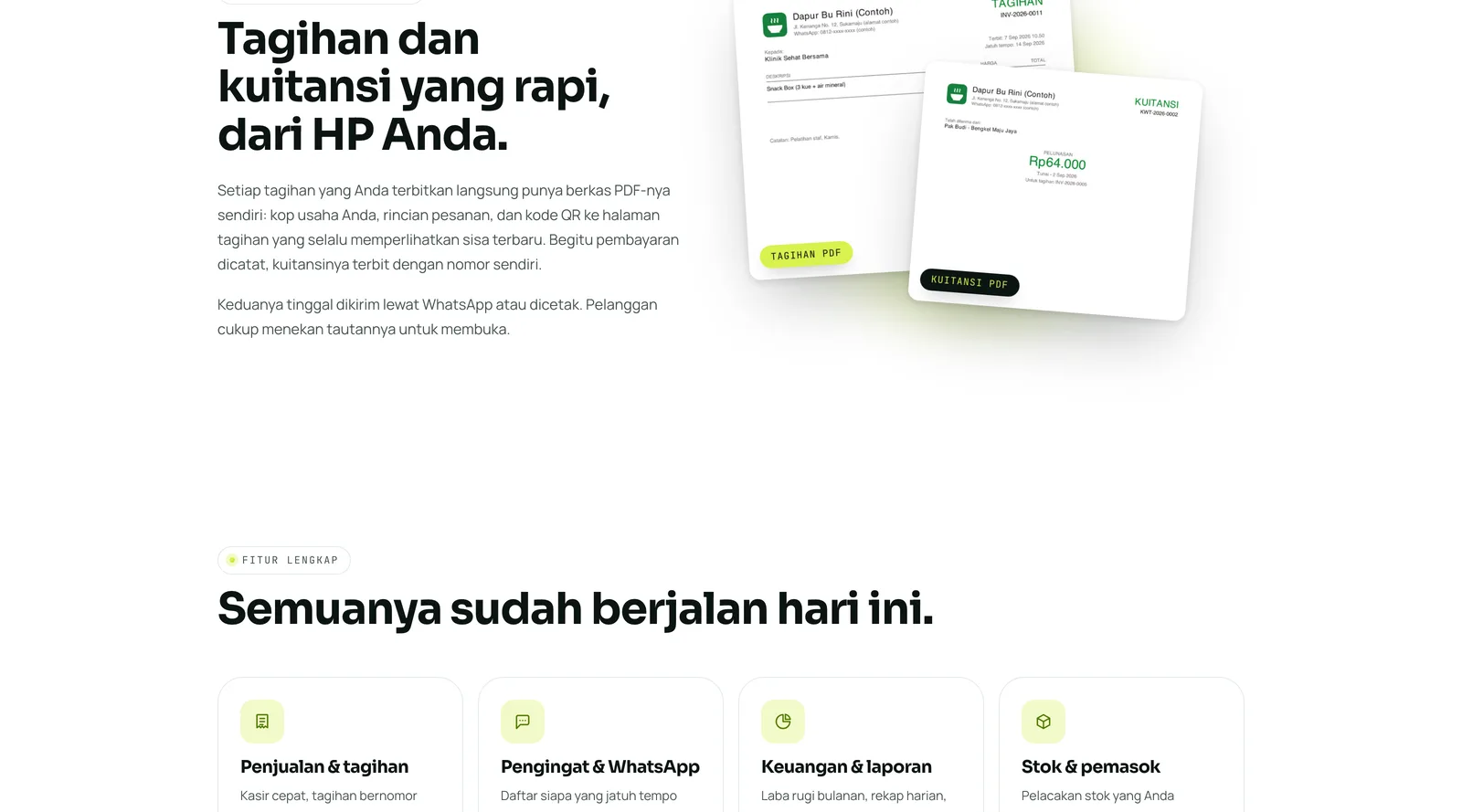 Contoh tagihan PDF dan kuitansi PDF dari Juragane